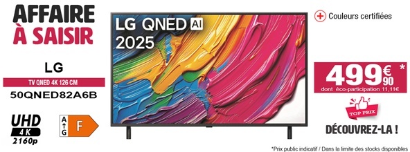 TV QNED Mini-LED 4K 126 cm LG 50QNED82A6B.AEU