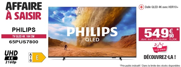 TV QLED UHD 4K 164 cm Philips 65PUS7800