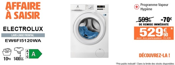 Lave-linge hublot Electrolux EW6FI5120WA