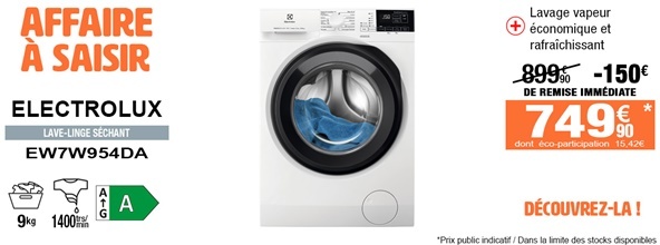 Lave-linge séchant Electrolux EW7W954DA