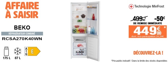 Réfrigérateur combiné 262 L MinFrost