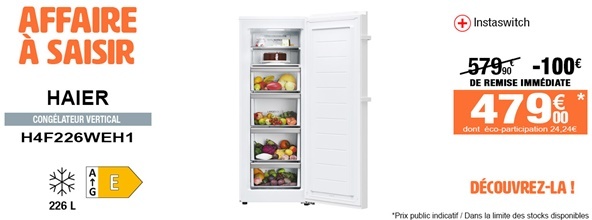 Congélateur armoire Haier Series 3 H4F226WEH1
