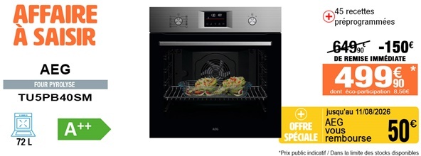 Four encastrable AEG TU5PB40SM SurroundCook 72 L