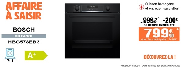 Four pyrolyse Bosch HBG578EB3 Série 6 coloris noir