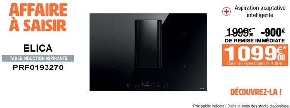 Table induction aspirante Elica NIKOLATESLA ALPHA 78 cm